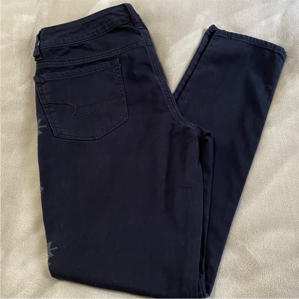American Eagle Outfitters Embroidered Leg Skinny Jeans